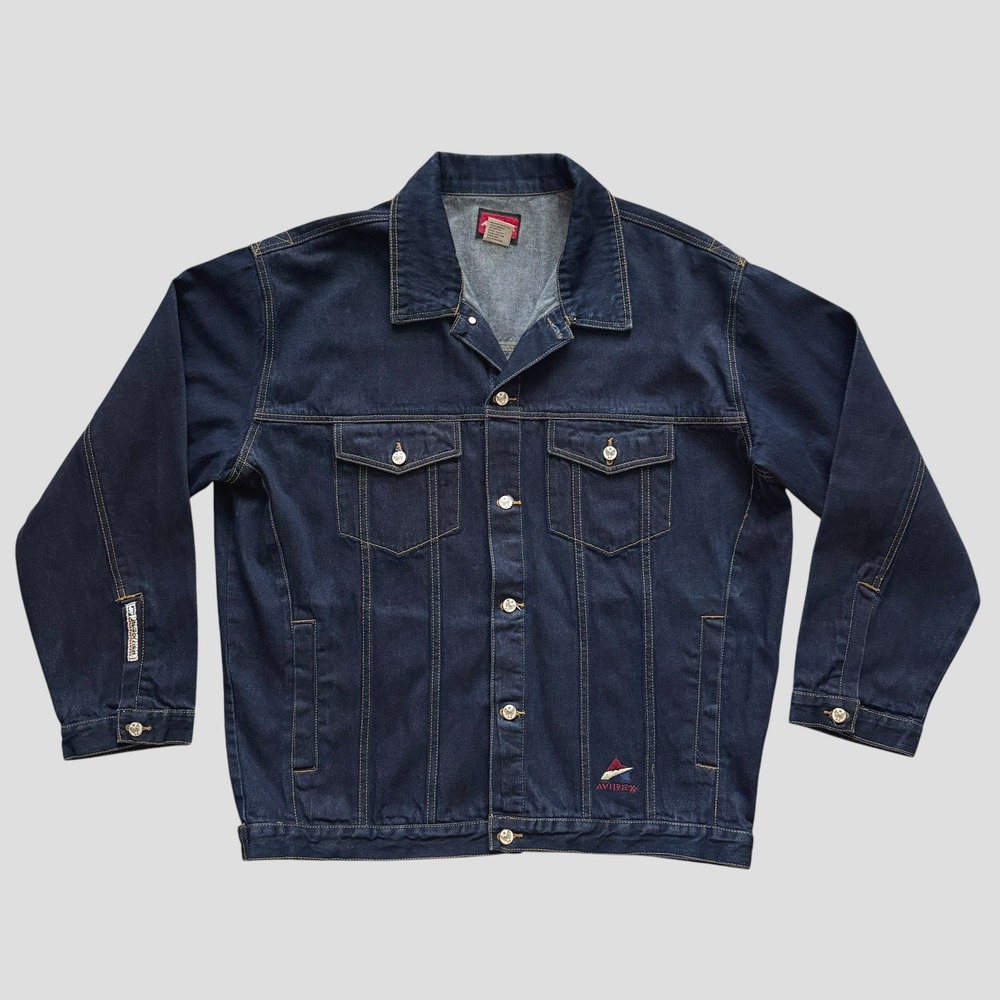 Avirex Vintage Denim Trucker Jacket Dark Wash sz 2X Streetwear 90s Y2K